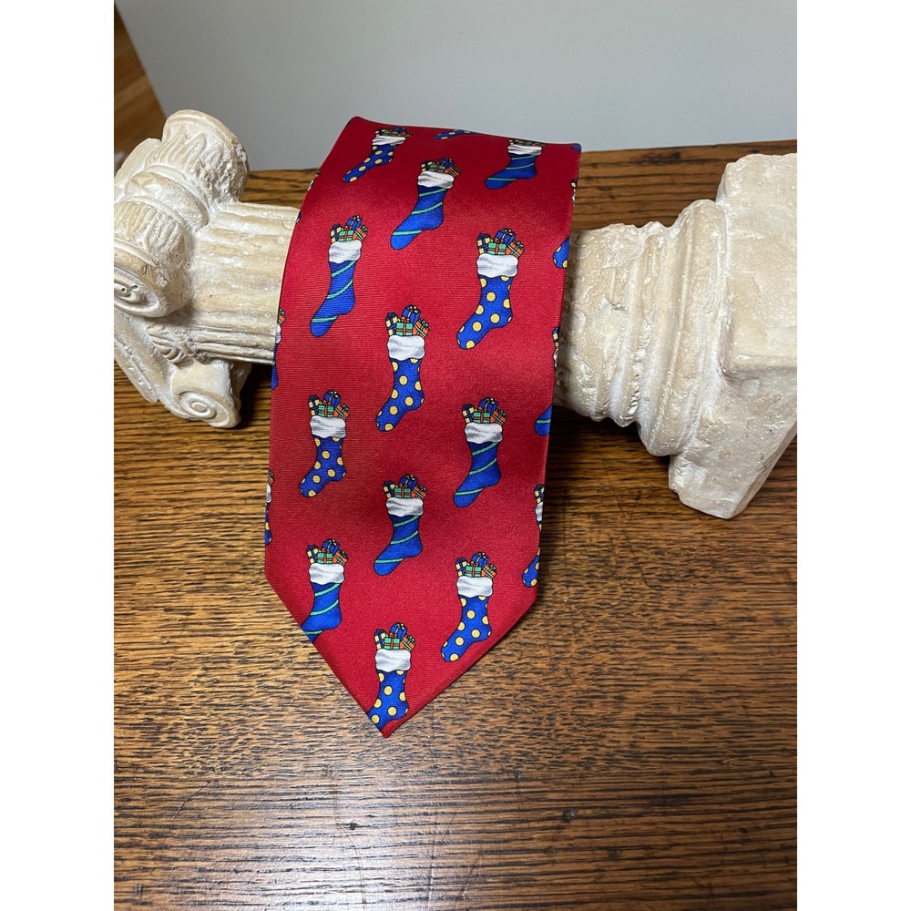 Gallant Neckwear Red Christmas Stocking‎ Gift Pattern 100% Silk Mens Classic Tie